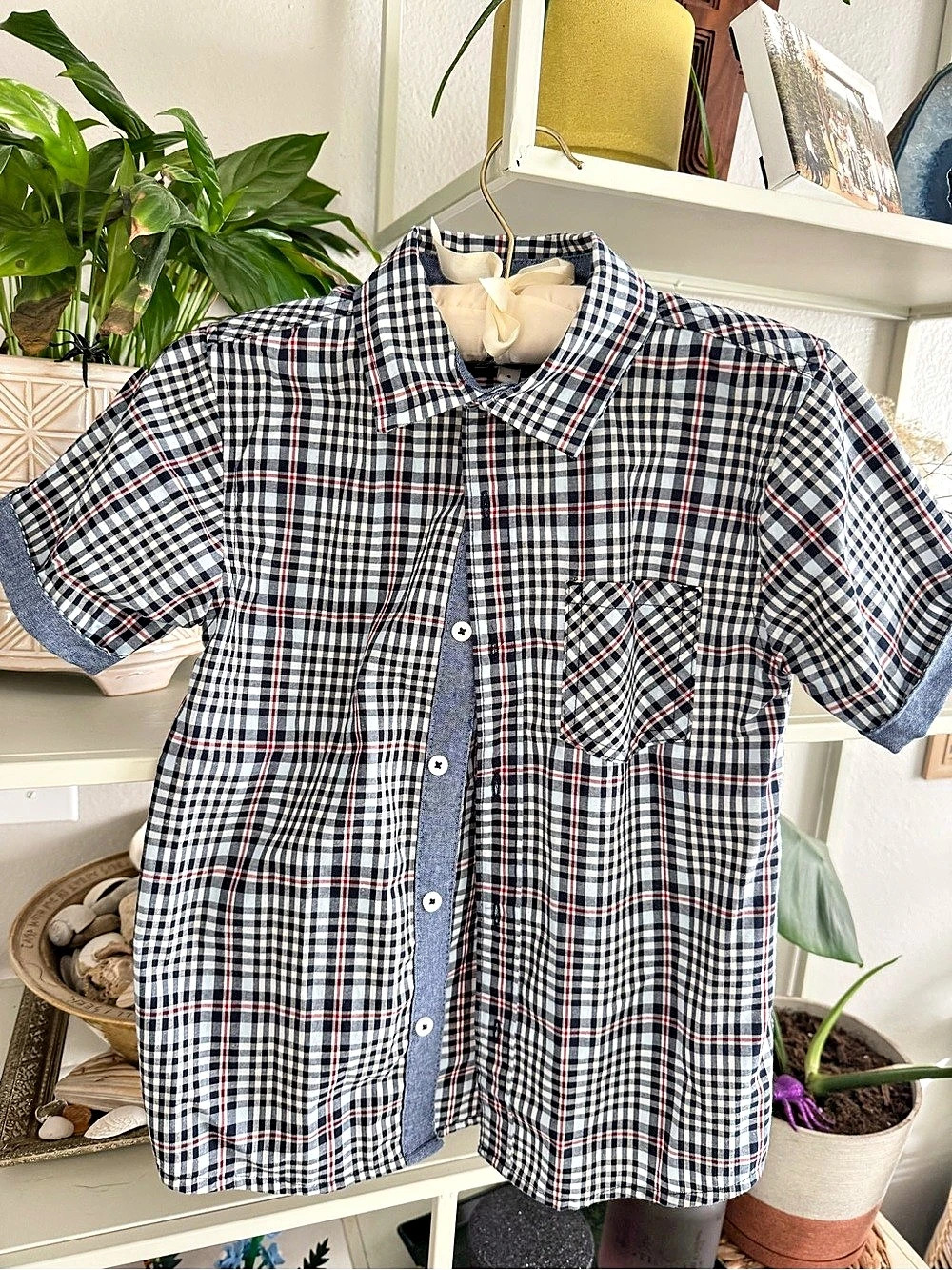 Ben Sherman Plaid Short Sleeve Shirt Size 6 Like New